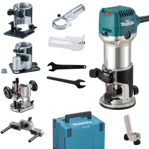 Makita RT0702CX3J Fresatrice verticale 710W, Ø pinza: 6-8mm