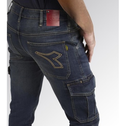Jeans lungo stone cargo Diadora Utility blu