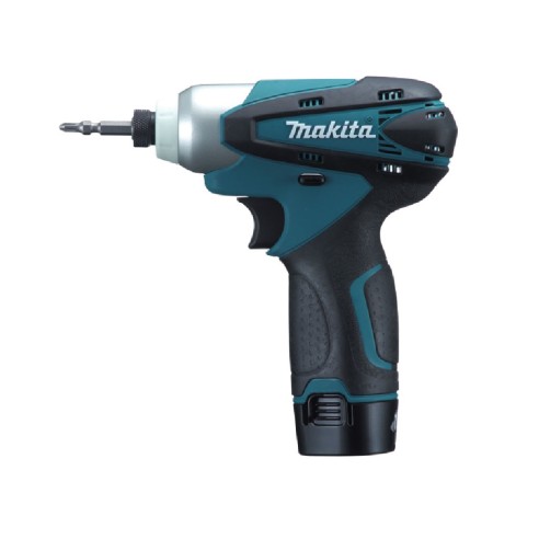 Kit Makita: avvitatore percussione HP330D + avvitatore impulsi TD090D Makita + accessori con 2 batterie 10,8V e caricabatterie