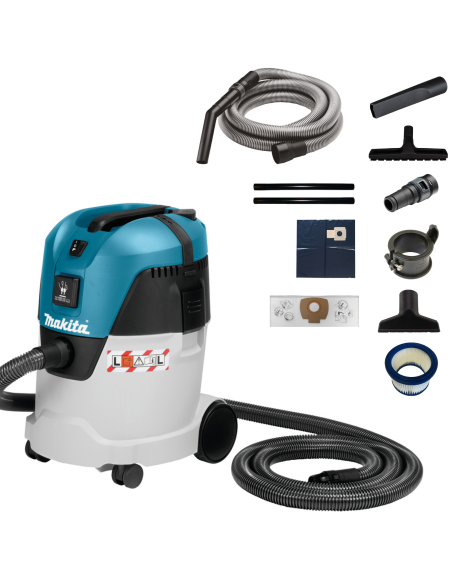 Makita VC2512L Aspiratore classe L, 1.100W, umido/secco (21L polveri - 18L liquidi)