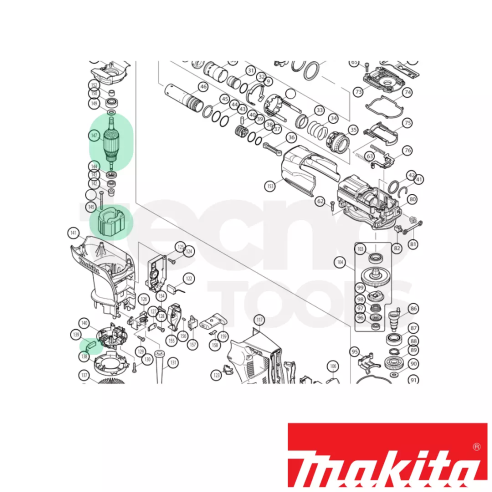 Indotto + Statore + Coppia carboncini MAKITA HR4001C/HR4010C/HR4011C (Ricambi originali)