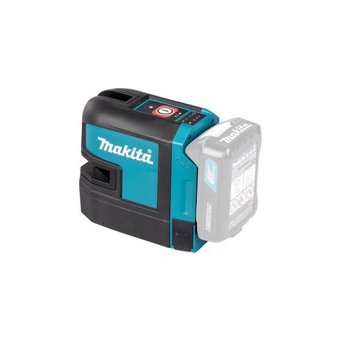 Tracciatore laser SK105DZ Makita 12V, Autolivellante IP54, raggio rosso + batteria BL1021B (12V 2.Ah) e caricabatterie DC18RE