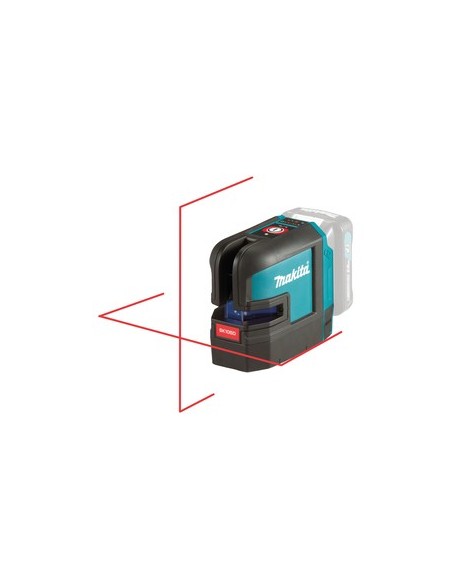 Tracciatore laser SK105DZ Makita 12V, Autolivellante IP54, raggio rosso + batteria BL1021B (12V 2.Ah) e caricabatterie DC18RE