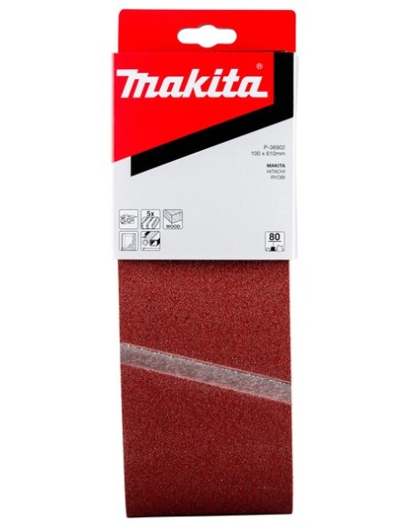 Nastro abrasivo 100x610mm, Gr.80 (5 pz.) Makita