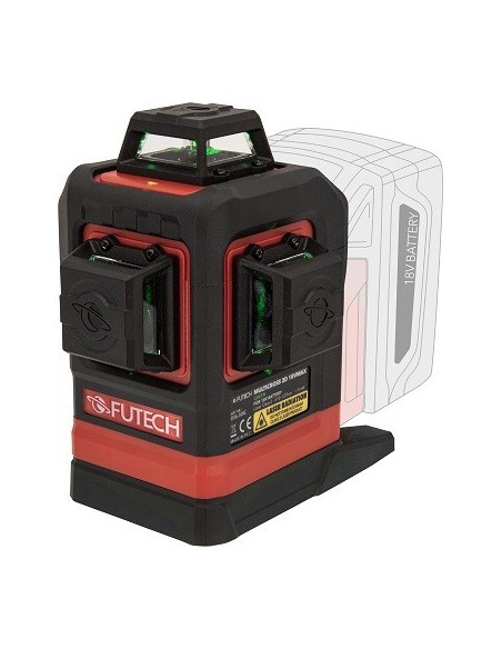 Laser raggio verde Multicross 3D 18Vmax 0363DG Futech 360°, precisione 2mm/10m, IP54
