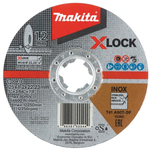 Makita E-00418 Disco da Taglio XLock 125×1,2mm per Metalli