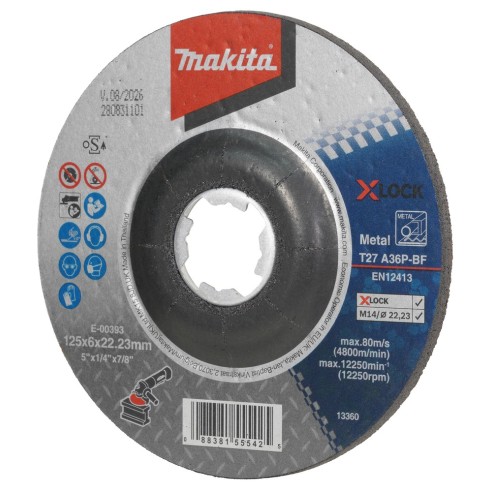 Makita E-00393 Disco abrasivo XLock 125x6,0mm Grana A36P per Metalli