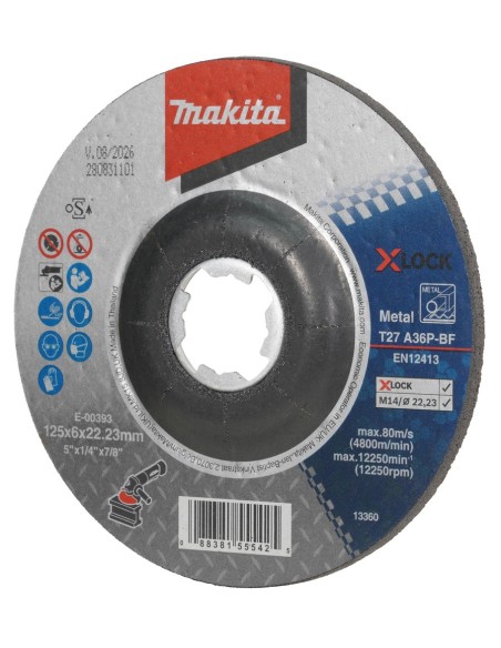 Makita E-00393 Disco abrasivo XLock 125x6,0mm Grana A36P per Metalli