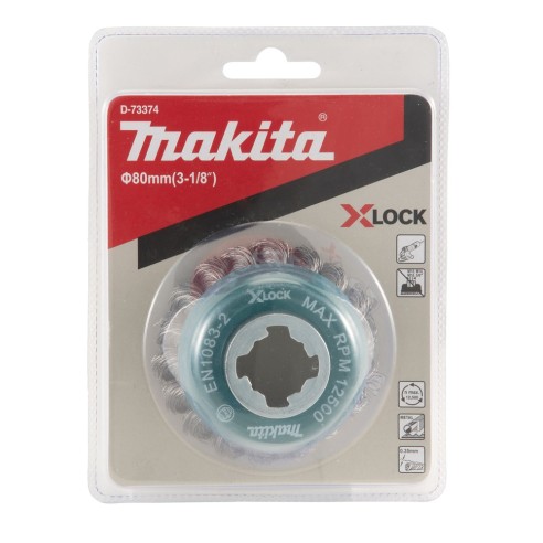 Makita D-73374 Spazzola a tazza 80 mm X-Lock a filo intrecciato per acciaio