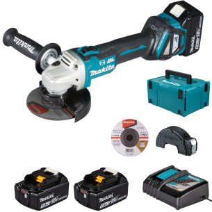 Makita DGA513RTJ Smerigliatrice angolare 18V 125/115mm con 2 batterie + carica batterie