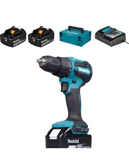 Makita DHP490RFJ Avvitatore a percussione LXT Brushless 18 V con 2 batterie e caricabatterie