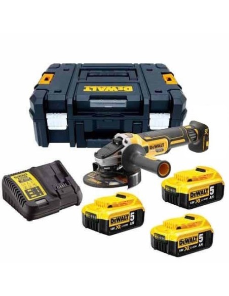 Smerigliatrice Dewalt DCG405P3-QW 18V 5Ah con batterie e carica batterie