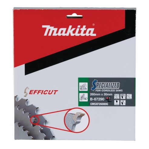 Lama efficut T.C.T. per legno d. 260x30mm 80T Makita