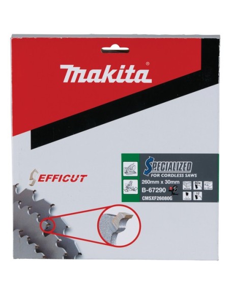 Lama efficut T.C.T. per legno d. 260x30mm 80T Makita
