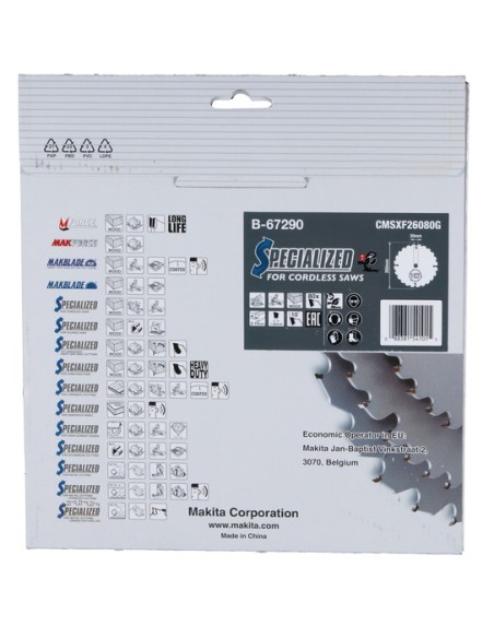 Lama efficut T.C.T. per legno d. 260x30mm 80T Makita