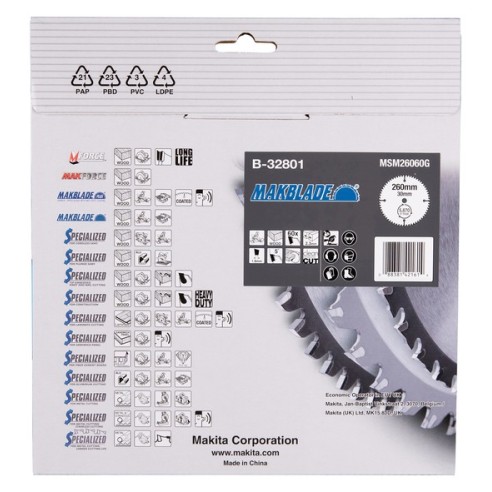 Lama MakBlade T.C.T. x legno 260x30mm 60Z Makita