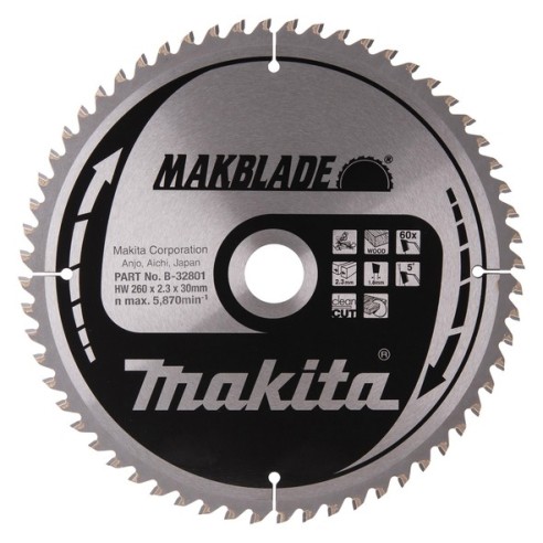 Lama MakBlade T.C.T. x legno 260x30mm 60Z Makita