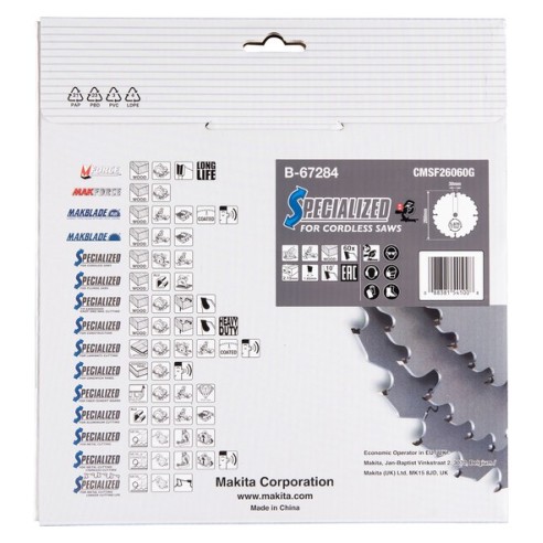 Lama Efficut T.C.T. x legno 260x30mm, 60T Makita