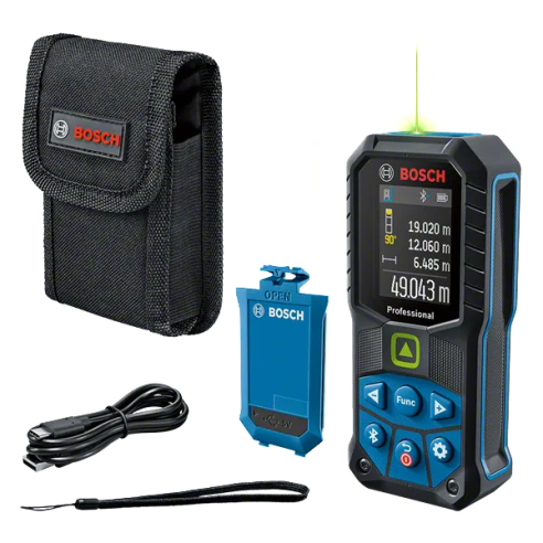 DISTANZIOMETRO LASER GLM 50-27 CG BOSCH RAGGIO VERDE - 50M - PROT. IP 65 C/ ACC. DI PROTEZ. E BA 3,7V 1.0AH     

