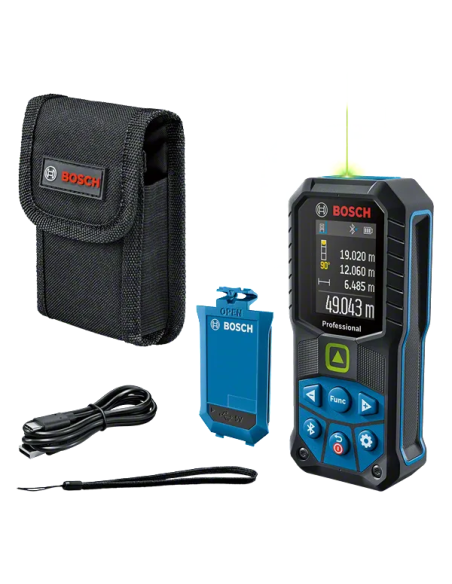 DISTANZIOMETRO LASER GLM 50-27 CG BOSCH RAGGIO VERDE - 50M - PROT. IP 65 C/ ACC. DI PROTEZ. E BA 3,7V 1.0AH     
