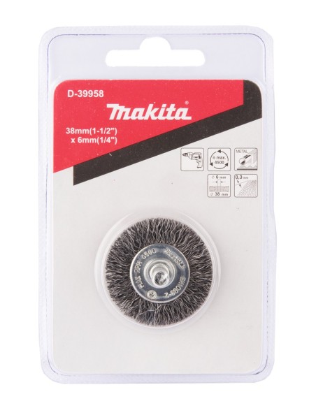 Spazzola a disco filo d'acciaio piegato 6 x 38 mm D-39958