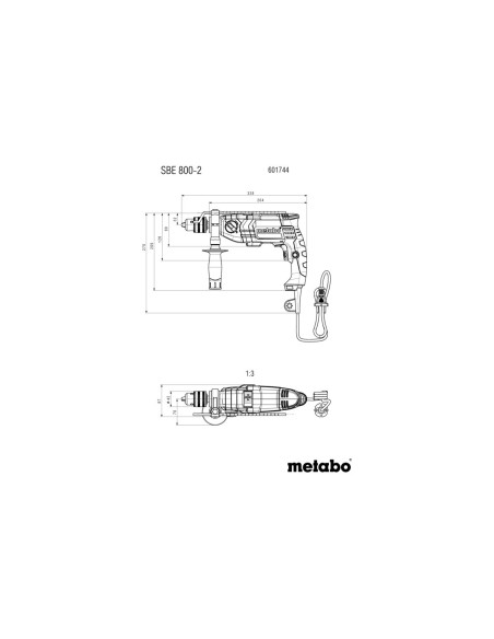 Trapano a percussione SBE 800-2 Metabo, 800W, 2 marce